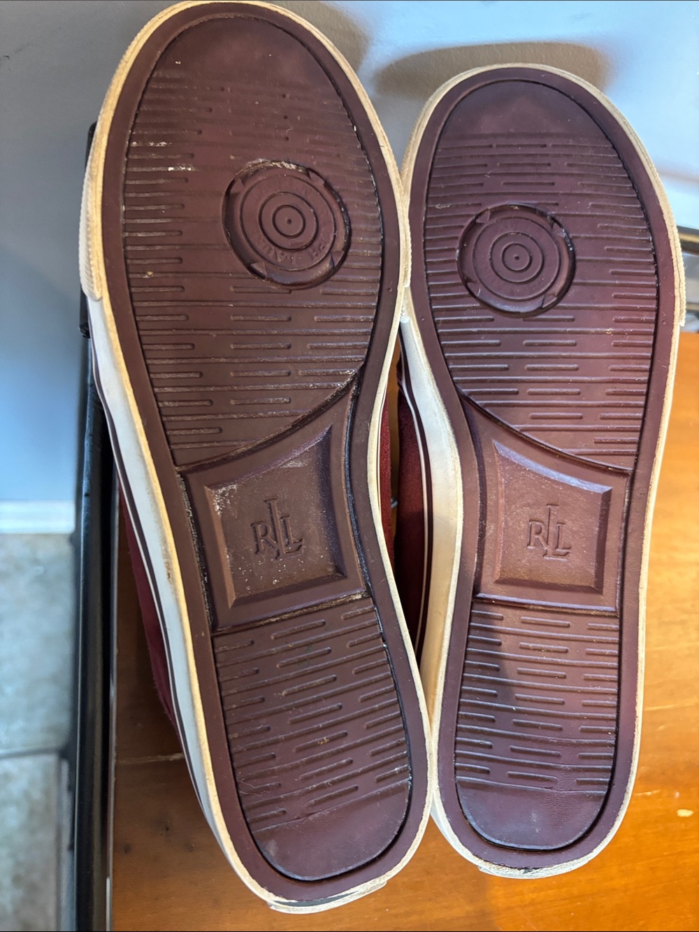 Ralph Lauren Jeorgia Suede Burgundy Slip On Shoes - Picture 9 of 9